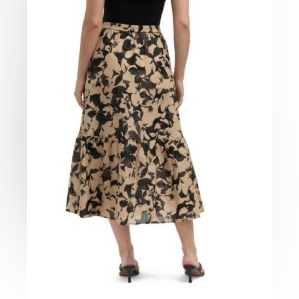 Jones New York Silk Black and Tan A-Line Skirt